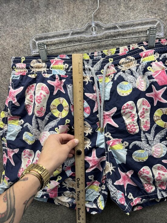 Vilebrequin Swim Trunks Mens 3XL Blue Crab Starfish Print Mesh Lined Drawstring main image 8